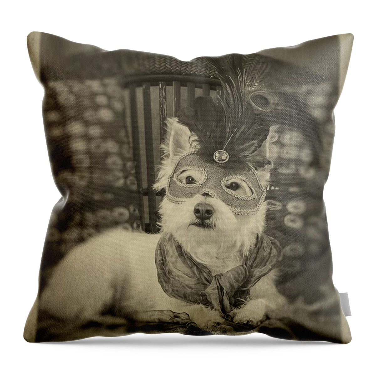 Canine Throw Pillow featuring the photograph Silent Film Star by Edward Fielding