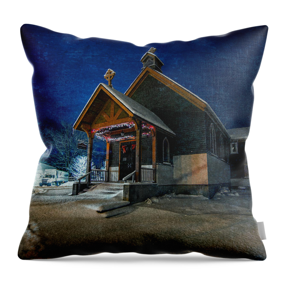 St. John's Episcopal Church Throw Pillow featuring the photograph Silent Night by Everet Regal