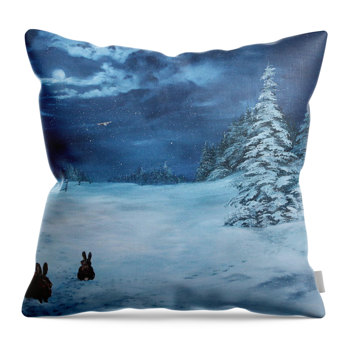 Winter Throw Pillow featuring the painting Silent Night by Jean Walker