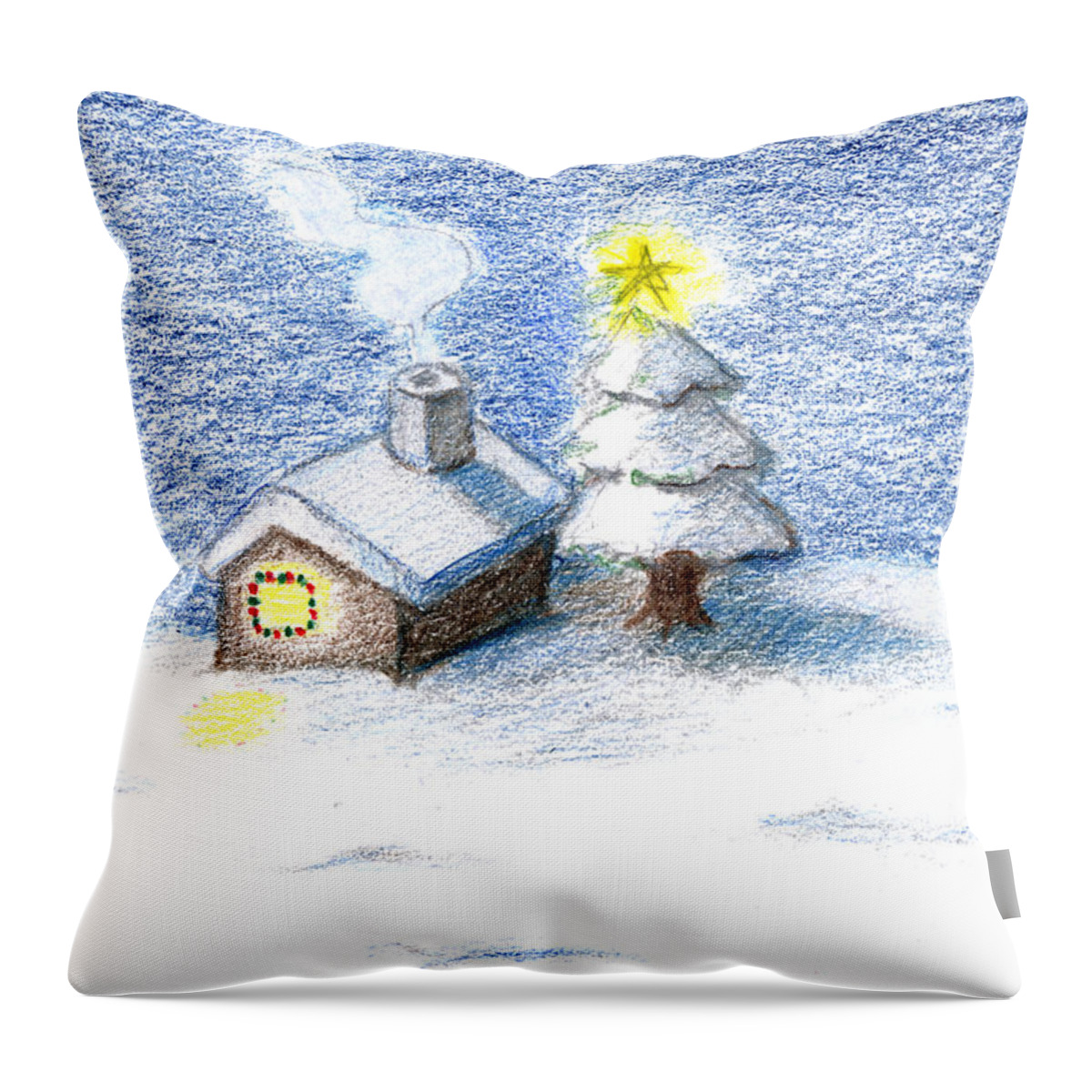 Silent Night Throw Pillow featuring the drawing Silent Night by Keiko Katsuta