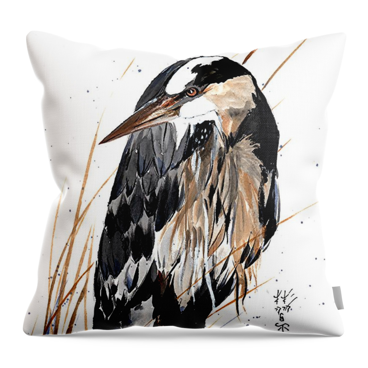 Chinese Brush Painting Throw Pillow featuring the painting Silent Resolve by Bill Searle