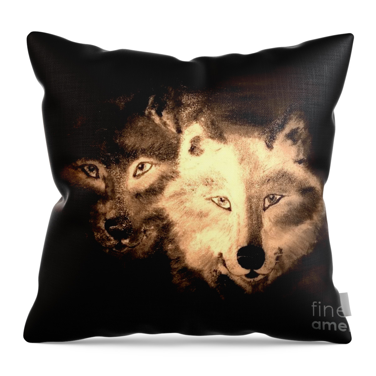 Wolves Throw Pillow featuring the painting Silent Seekers by Denise Tomasura