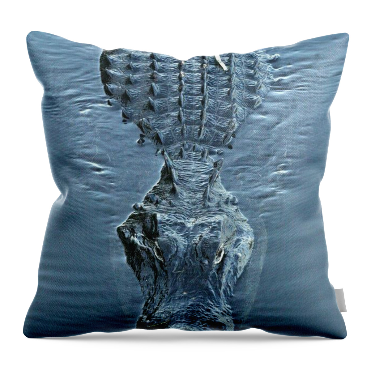 Alligator Throw Pillow featuring the photograph Submerged Alligator Approach by Ian McAdie