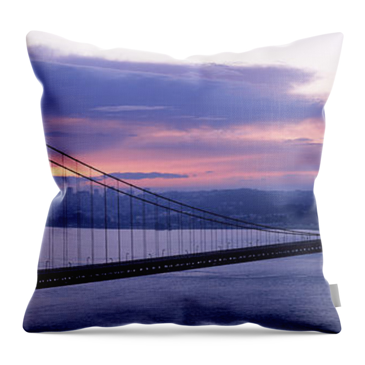 Photography Throw Pillow featuring the photograph Silhouette Of A Suspension Bridge by Panoramic Images
