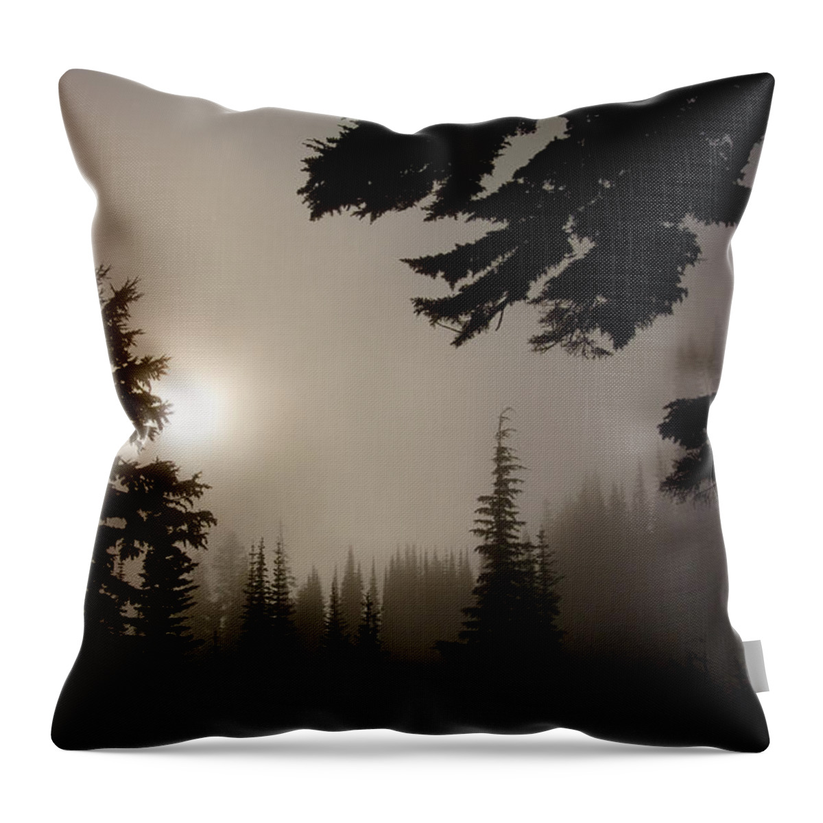 Landscape Throw Pillow featuring the photograph Silhouettes of Trees on Mt Rainier by Greg Reed