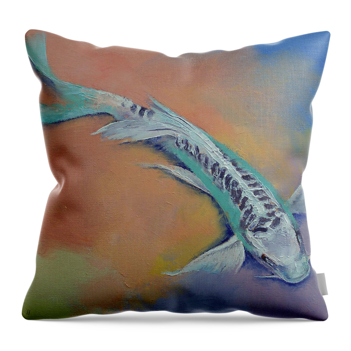 Silver Throw Pillow featuring the painting Silver and Jade by Michael Creese