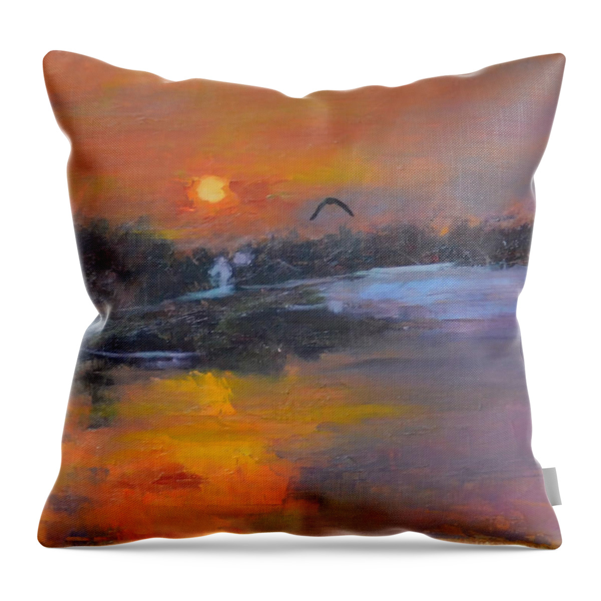 Photo Stream Throw Pillow featuring the painting Silver Lake Orange by Josef Kelly