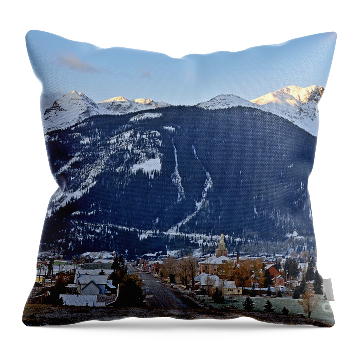 Silverton Throw Pillow featuring the photograph Silverton's Mountain Majesty by Kelly Black