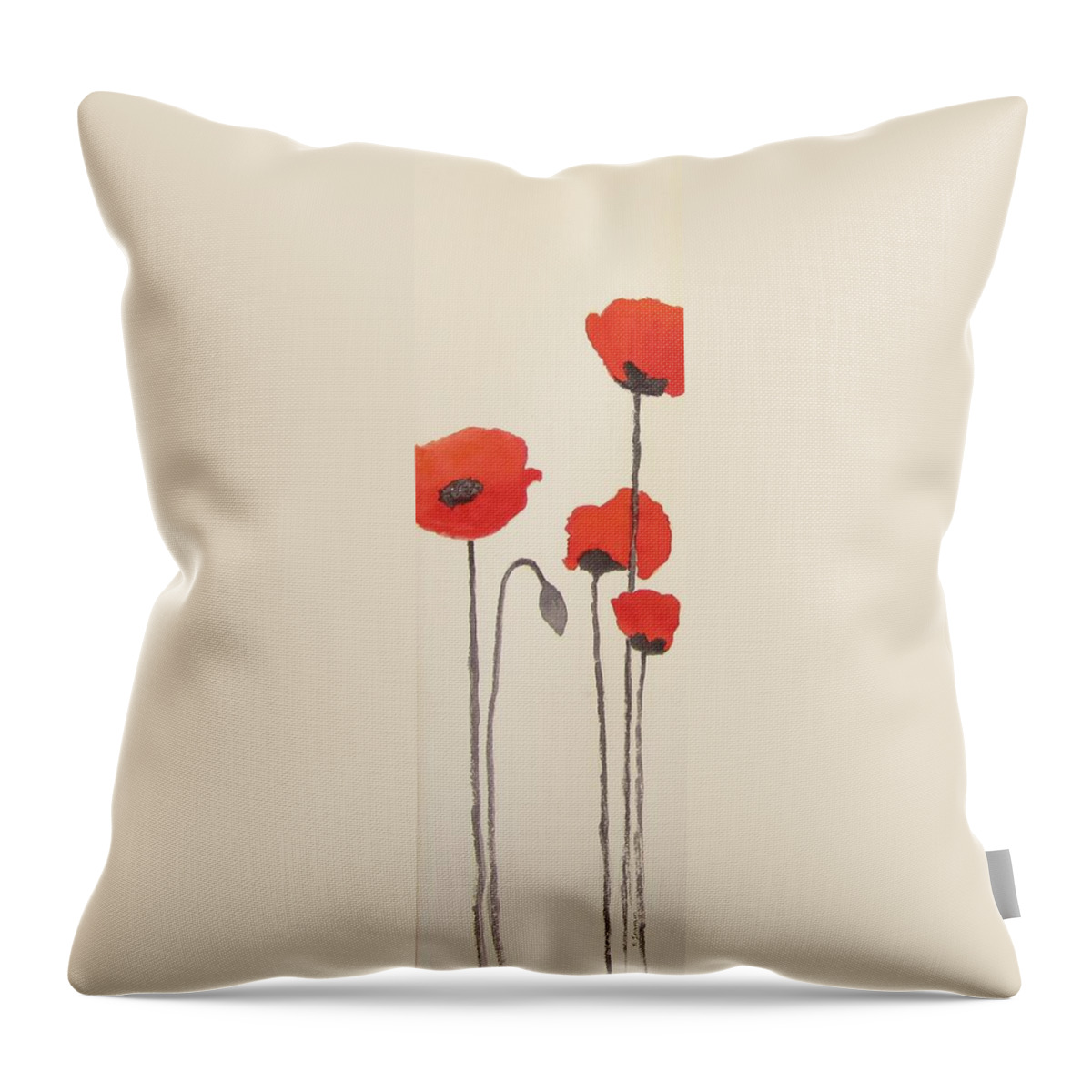 Floral Throw Pillow featuring the painting Simply Poppies 2. by Elvira Ingram