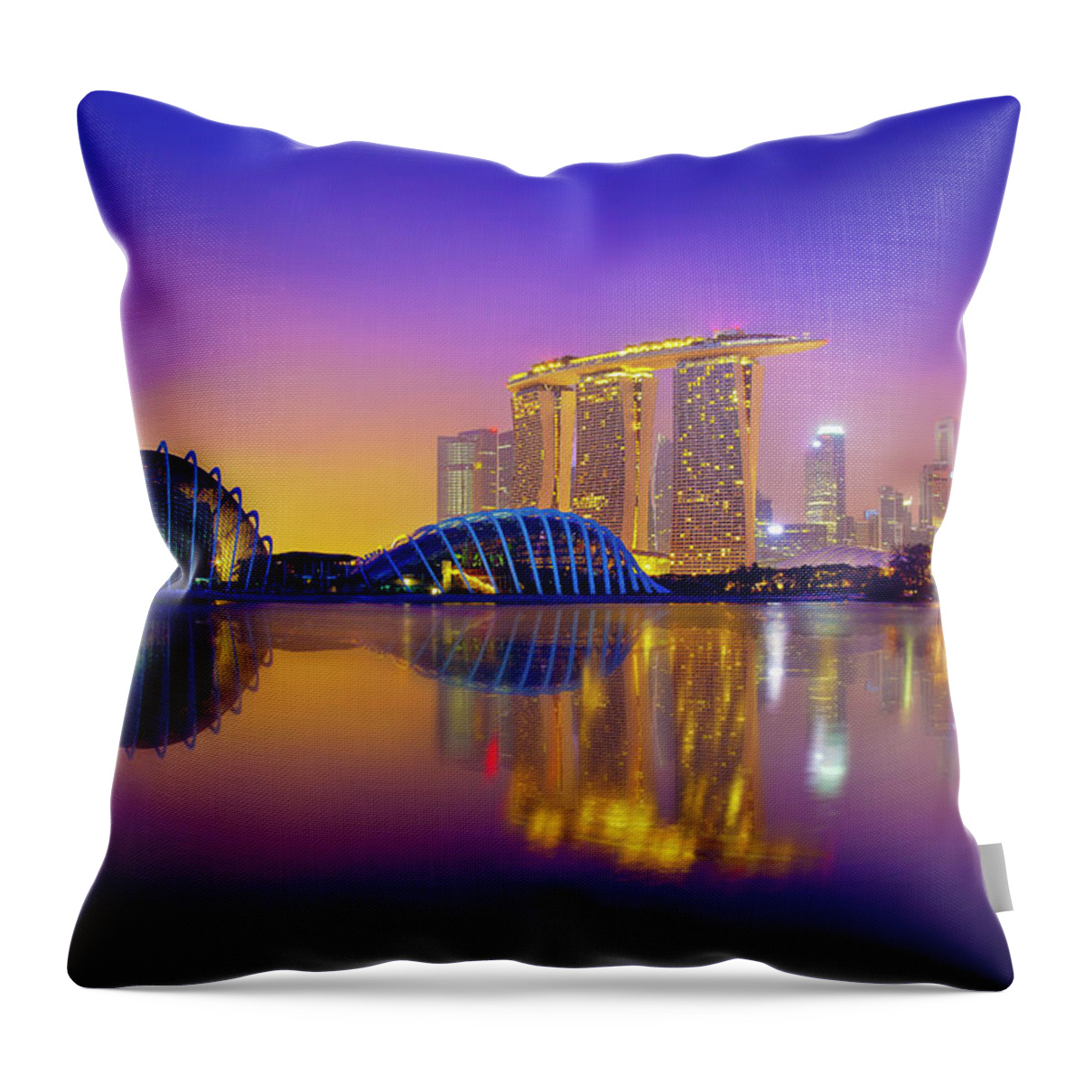 Tranquility Throw Pillow featuring the photograph Singapore Marina Bay by Seng Chye Teo