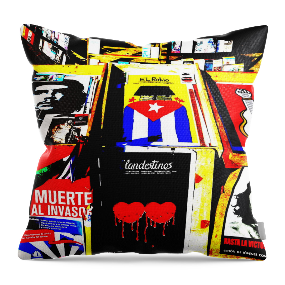Cuba Throw Pillow featuring the photograph Single Minded Kiosk in Old Havana Cuba by Funkpix Photo Hunter