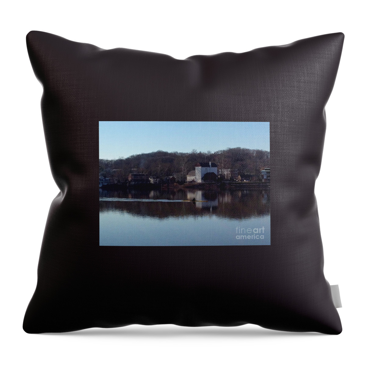 Boats Throw Pillow featuring the photograph Single Scull on the Delaware by Christopher Plummer