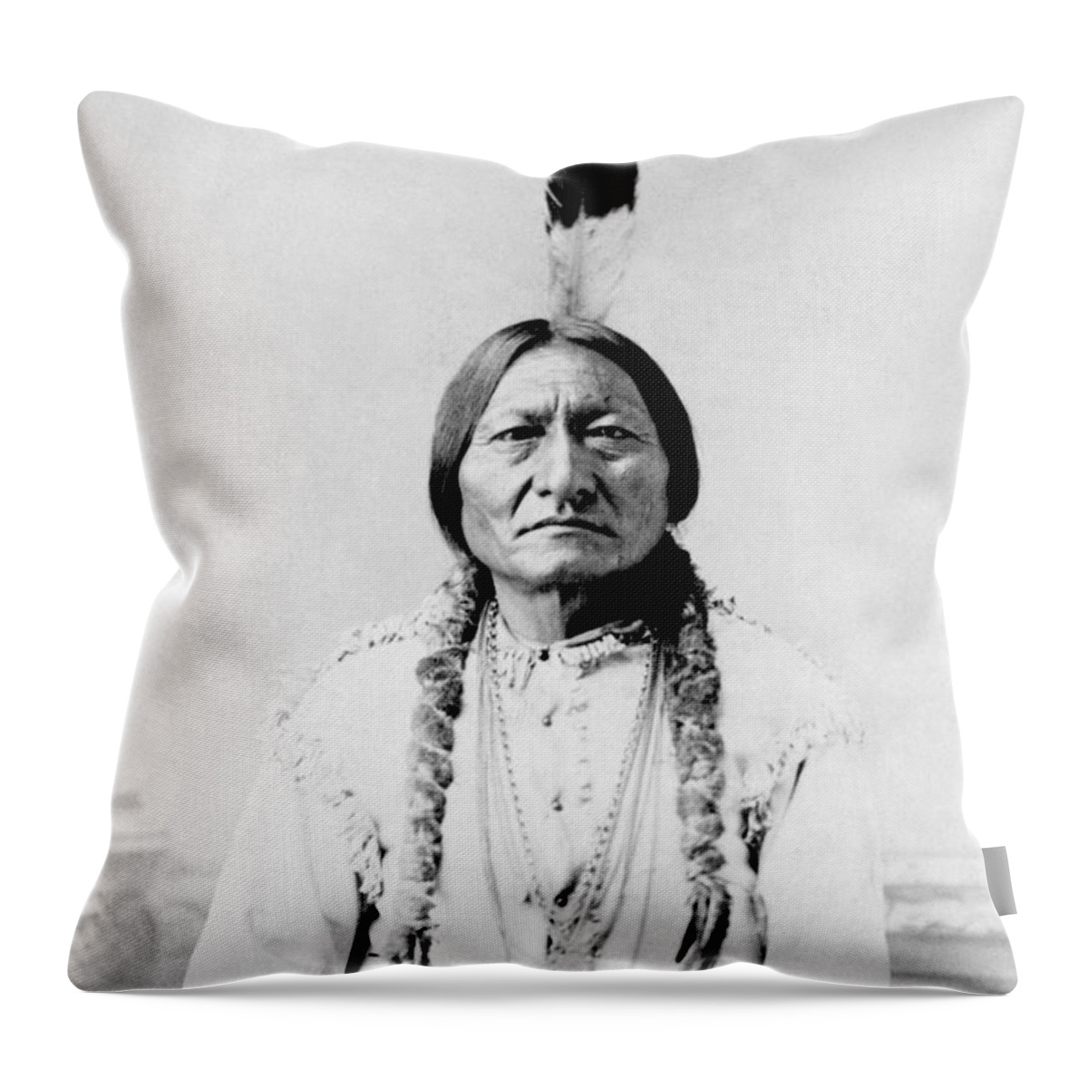 #faatoppicks Throw Pillow featuring the photograph Sioux Chief Sitting Bull by War Is Hell Store