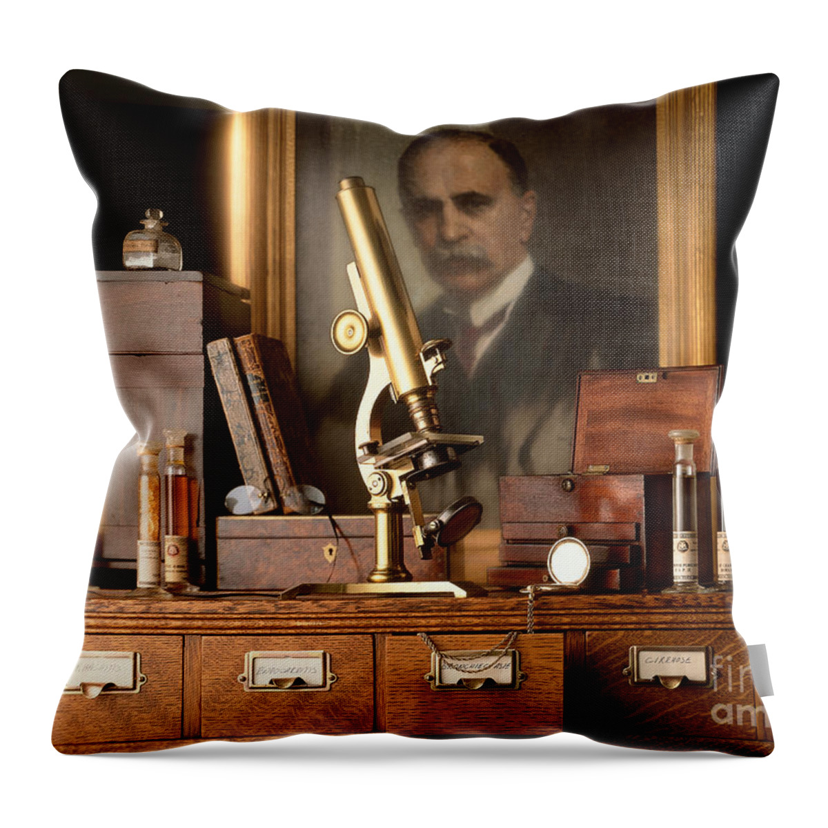 Still Life Throw Pillow featuring the photograph Sir William Osler by Brooks / Brown