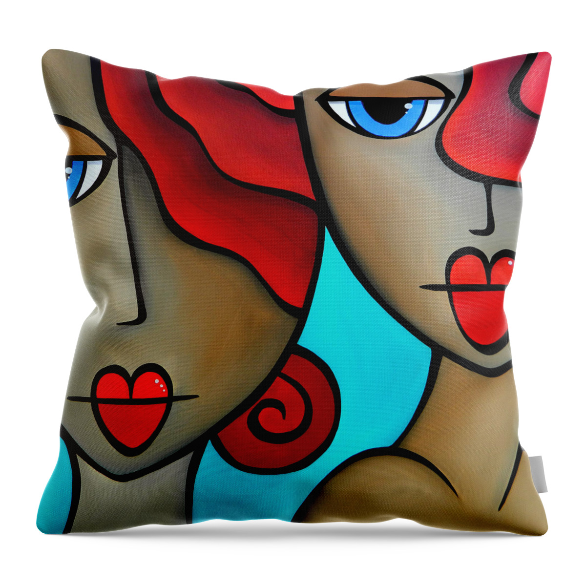 Fidostudio Throw Pillow featuring the painting Sister Act by THomas Fedro by Tom Fedro