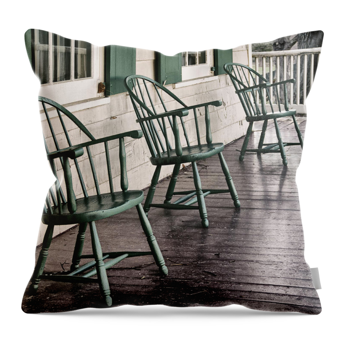 John Jay Homestead Throw Pillow featuring the photograph Sit a Spell by Marianne Campolongo