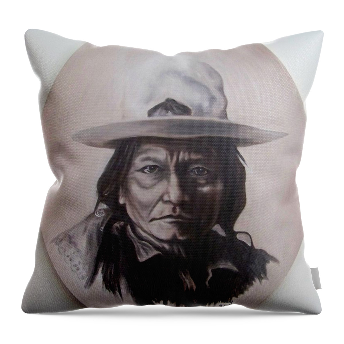 Michael Throw Pillow featuring the painting Sitting Bull by Michael TMAD Finney