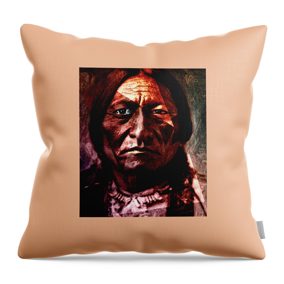 Sitting Bull Throw Pillow featuring the painting Sitting Bull - Warrior - Medicine Man by Hartmut Jager