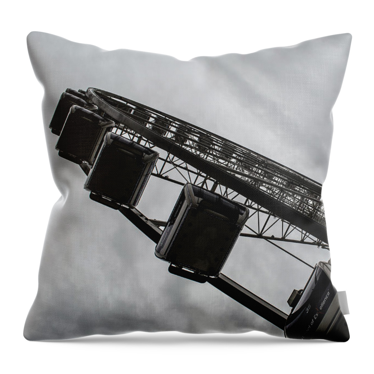 Ferris Wheel Throw Pillow featuring the photograph Sitting Underneath The Ferris Wheel by Donna Brown