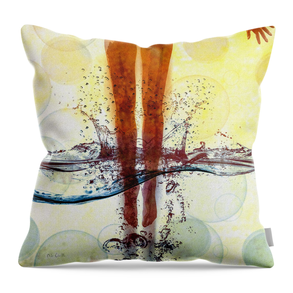 Splash Throw Pillow featuring the painting Skinny Dipping by Bob Orsillo