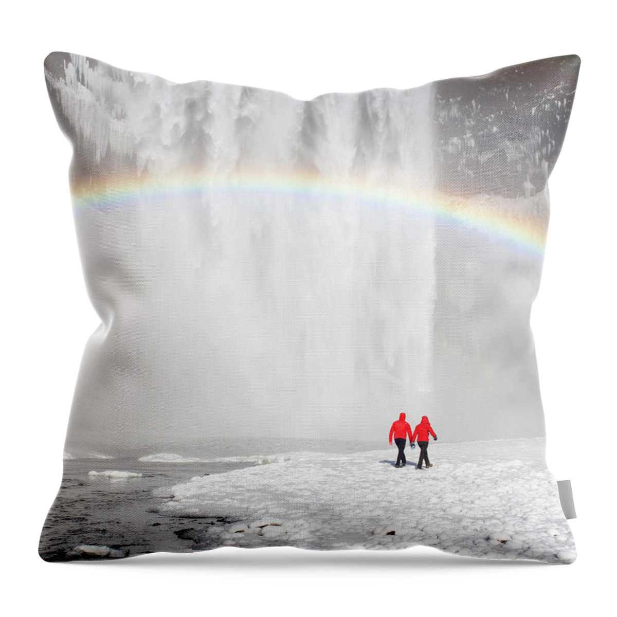 Scenics Throw Pillow featuring the photograph Skogafoss Waterfall, Iceland by Travelpix Ltd