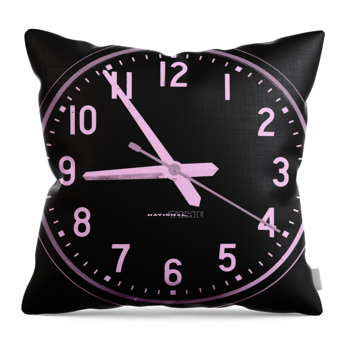 School Throw Pillow featuring the photograph Skool Klock Black Pink by Rob Hans