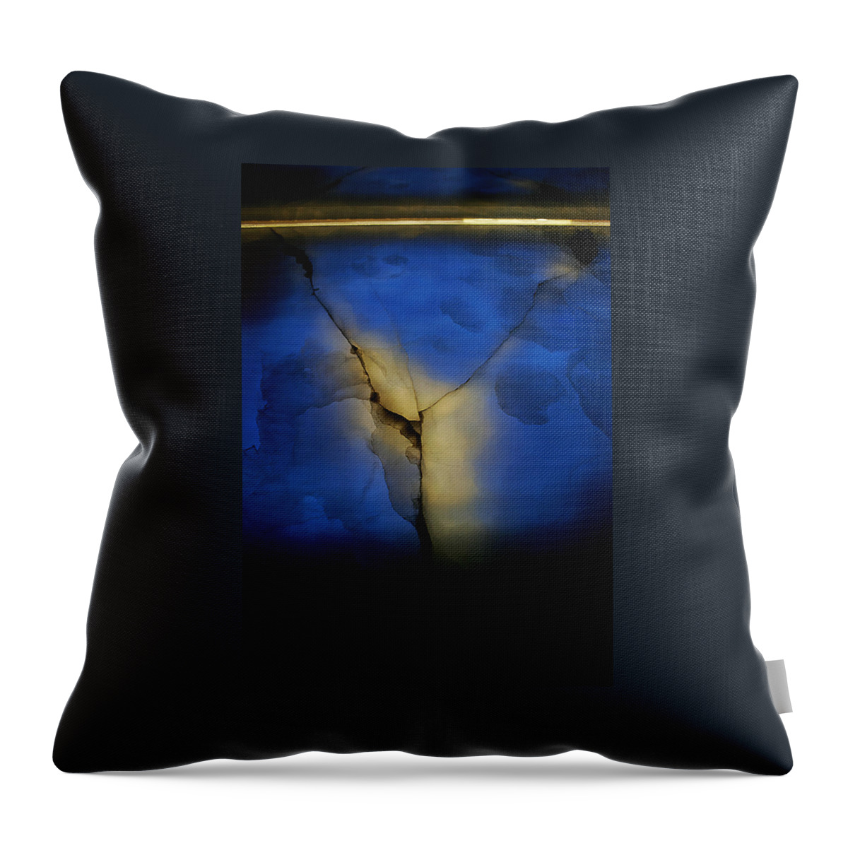 Cracked Throw Pillow featuring the photograph SKC 0243 Cracked Y by Sunil Kapadia