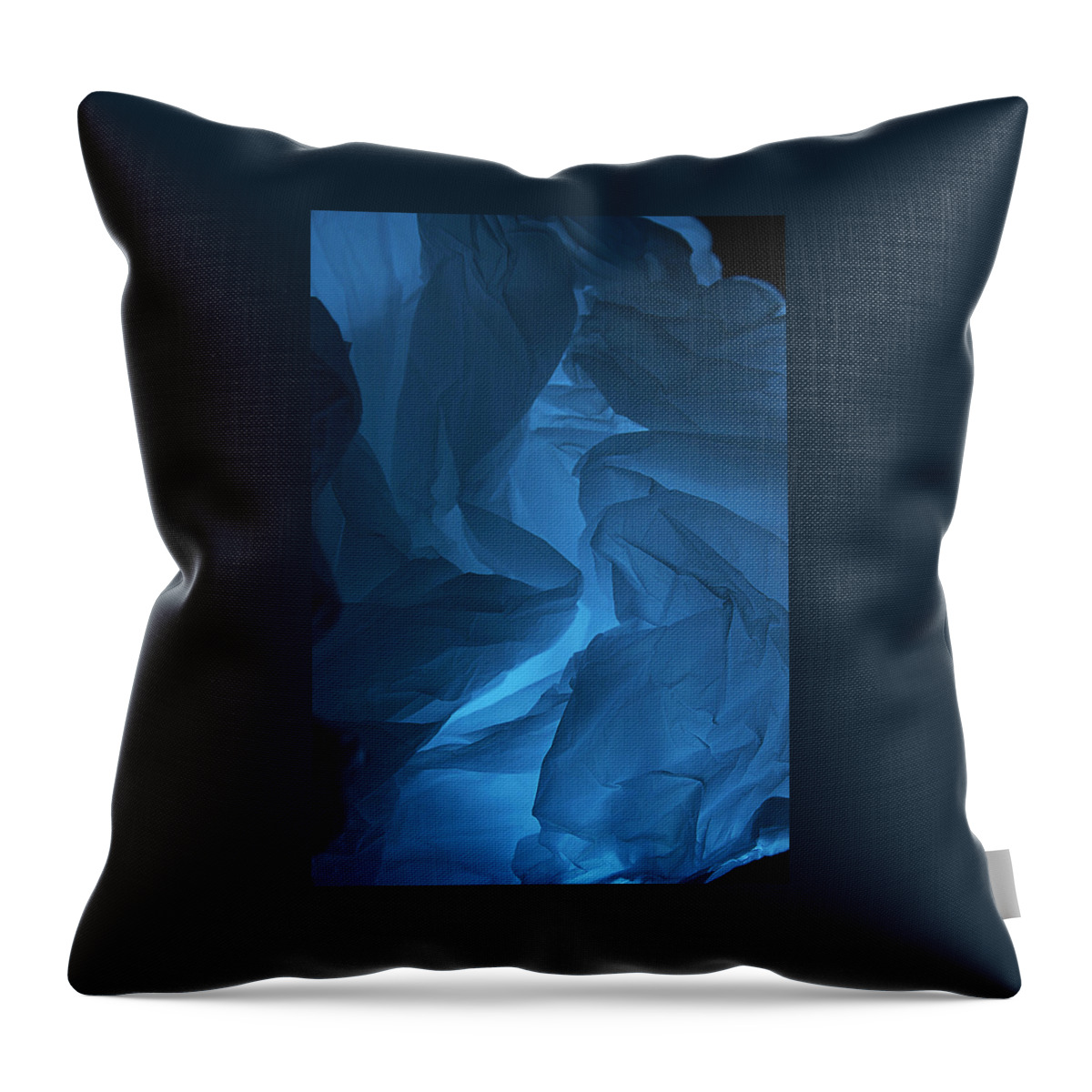 Abstract Throw Pillow featuring the photograph SKC 0247 Mystery in Blue by Sunil Kapadia
