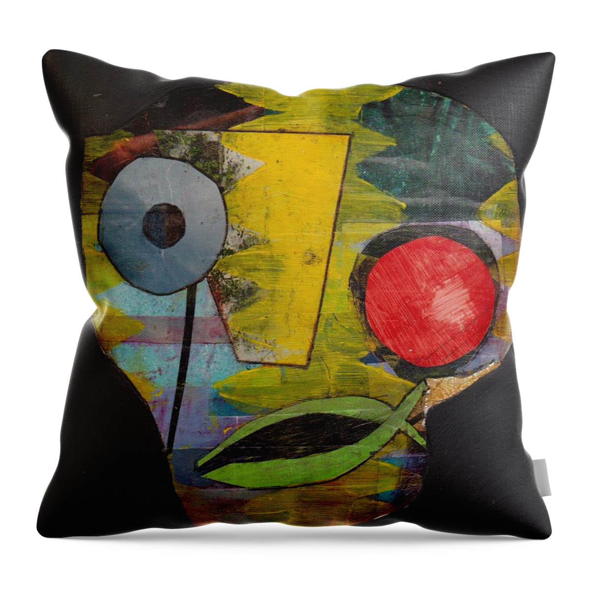 Skull Throw Pillow featuring the painting Skull Collage by Patricia Cleasby