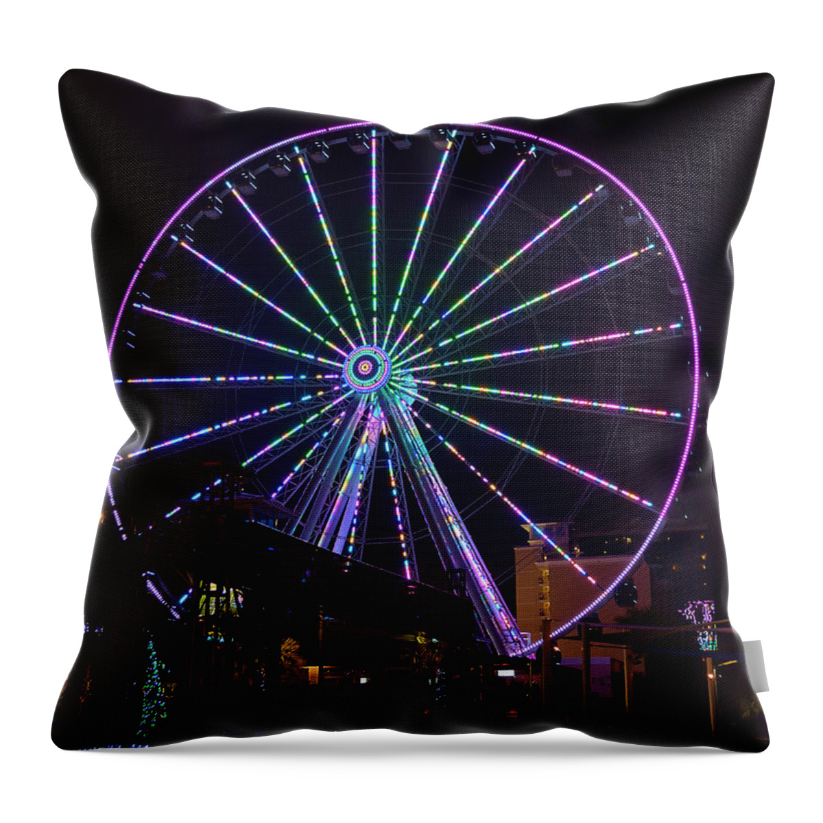 Skywheel Throw Pillow featuring the photograph Sky Wheel New Years Eve 2013 by Kathy Baccari