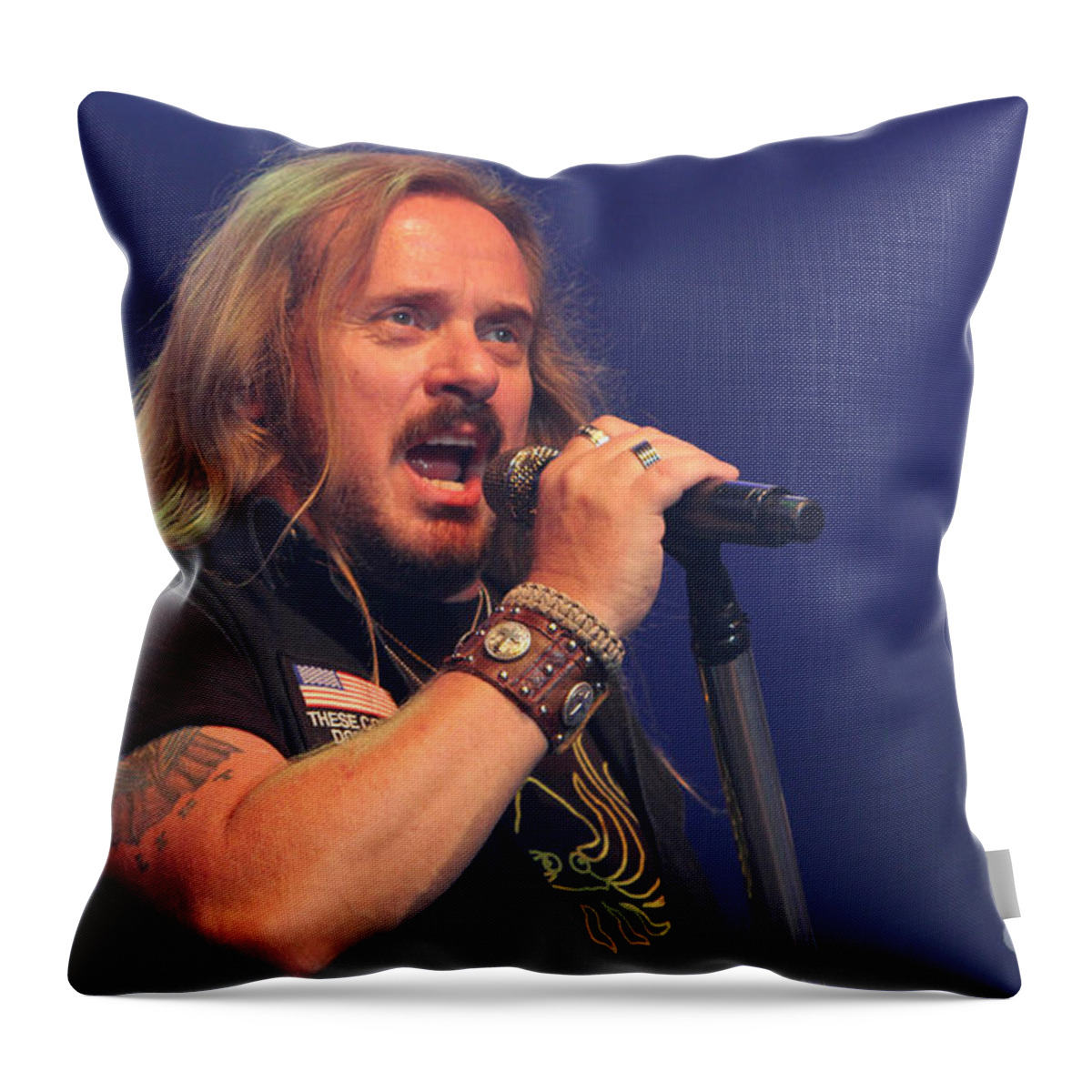 Lynyrd Skynyrd Throw Pillow featuring the photograph Skynyrd-Johnny-8116 by Gary Gingrich Galleries
