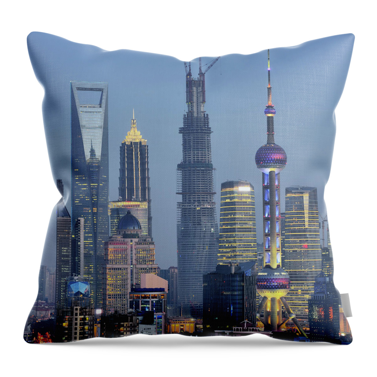 Built Structure Throw Pillow featuring the photograph Skyscraper City by Wei Fang