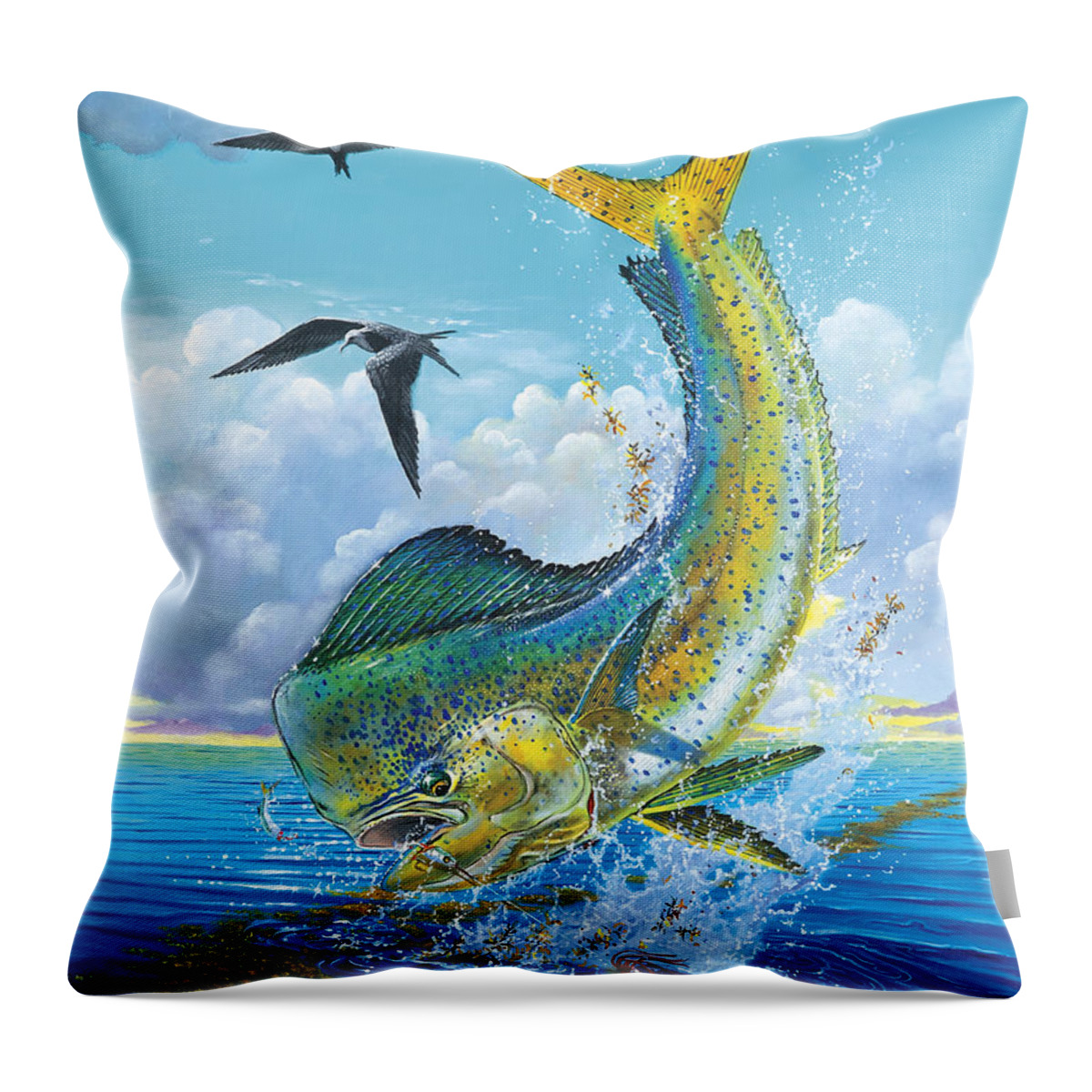 Dolphin Throw Pillow featuring the painting Slammer Off0017 by Carey Chen