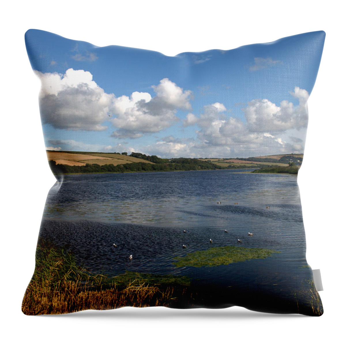 Slapton Sands Throw Pillow featuring the photograph Slapton Ley by Chris Day