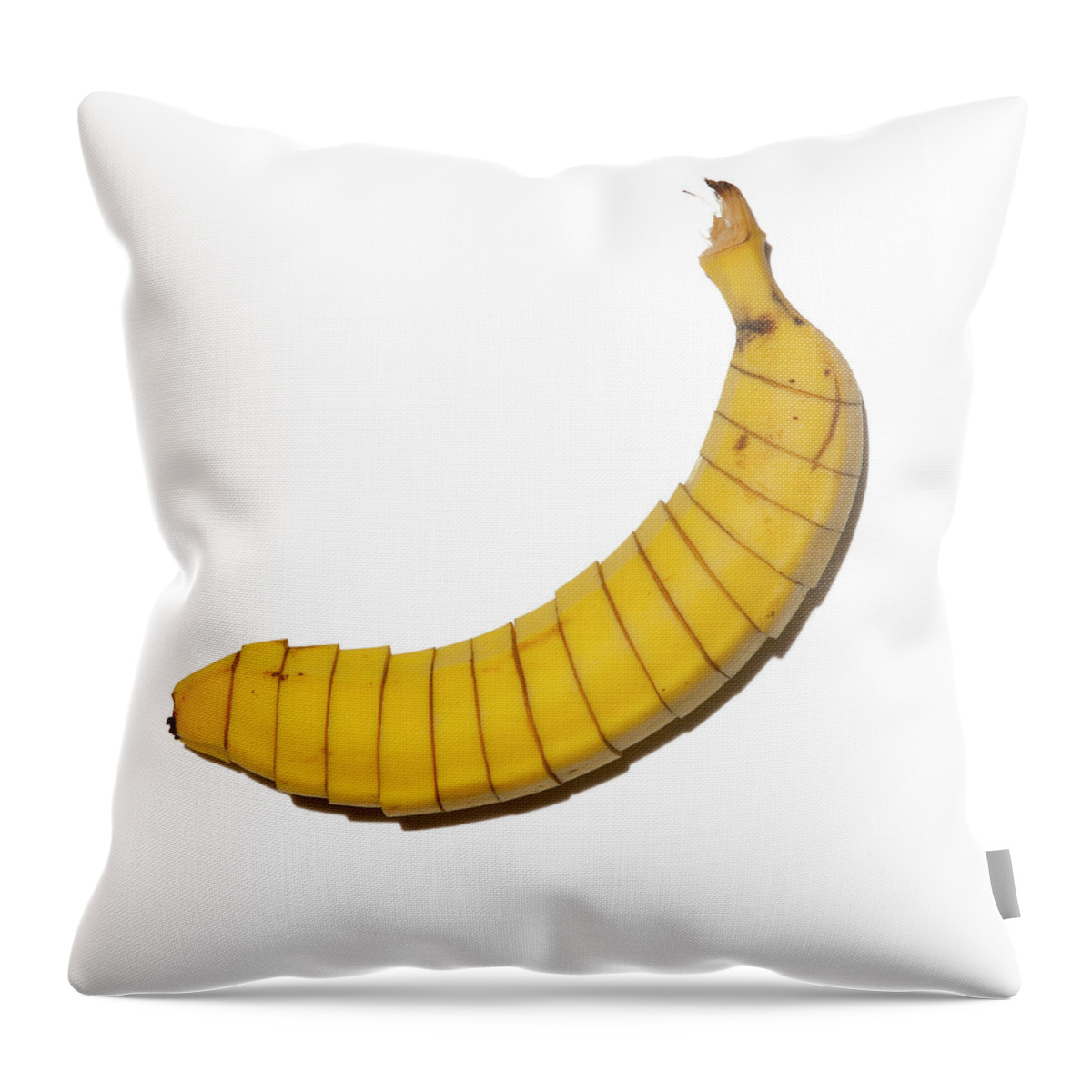 White Background Throw Pillow featuring the photograph Sliced Banana On White Background by Maciej Toporowicz, Nyc