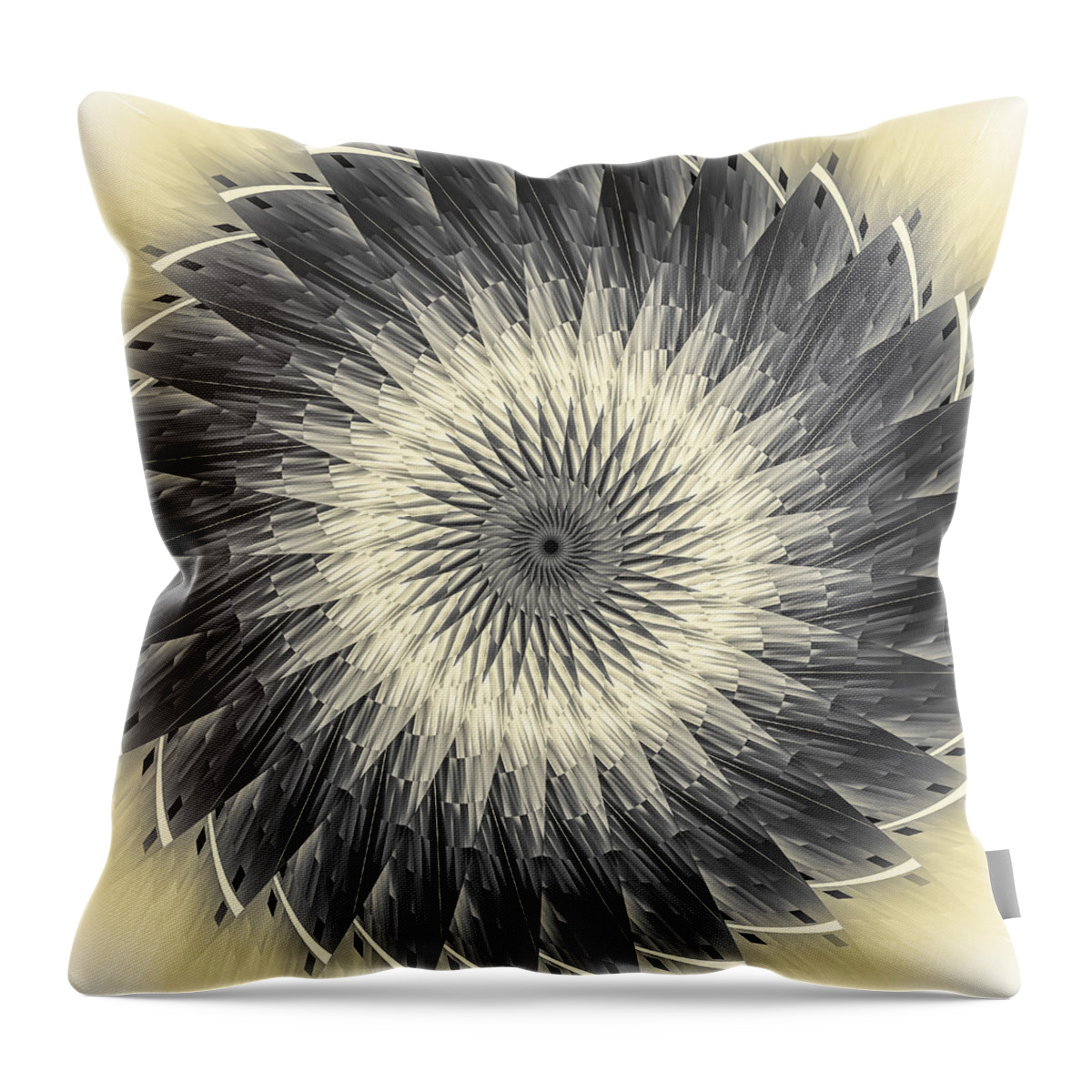 Abstract Throw Pillow featuring the digital art Slices of Sepia by Carolyn Marshall