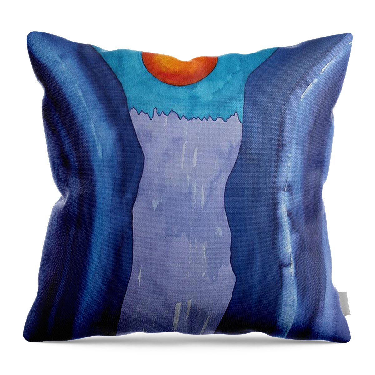 Slot Canyon Throw Pillow featuring the painting Slot Retablo original painting by Sol Luckman
