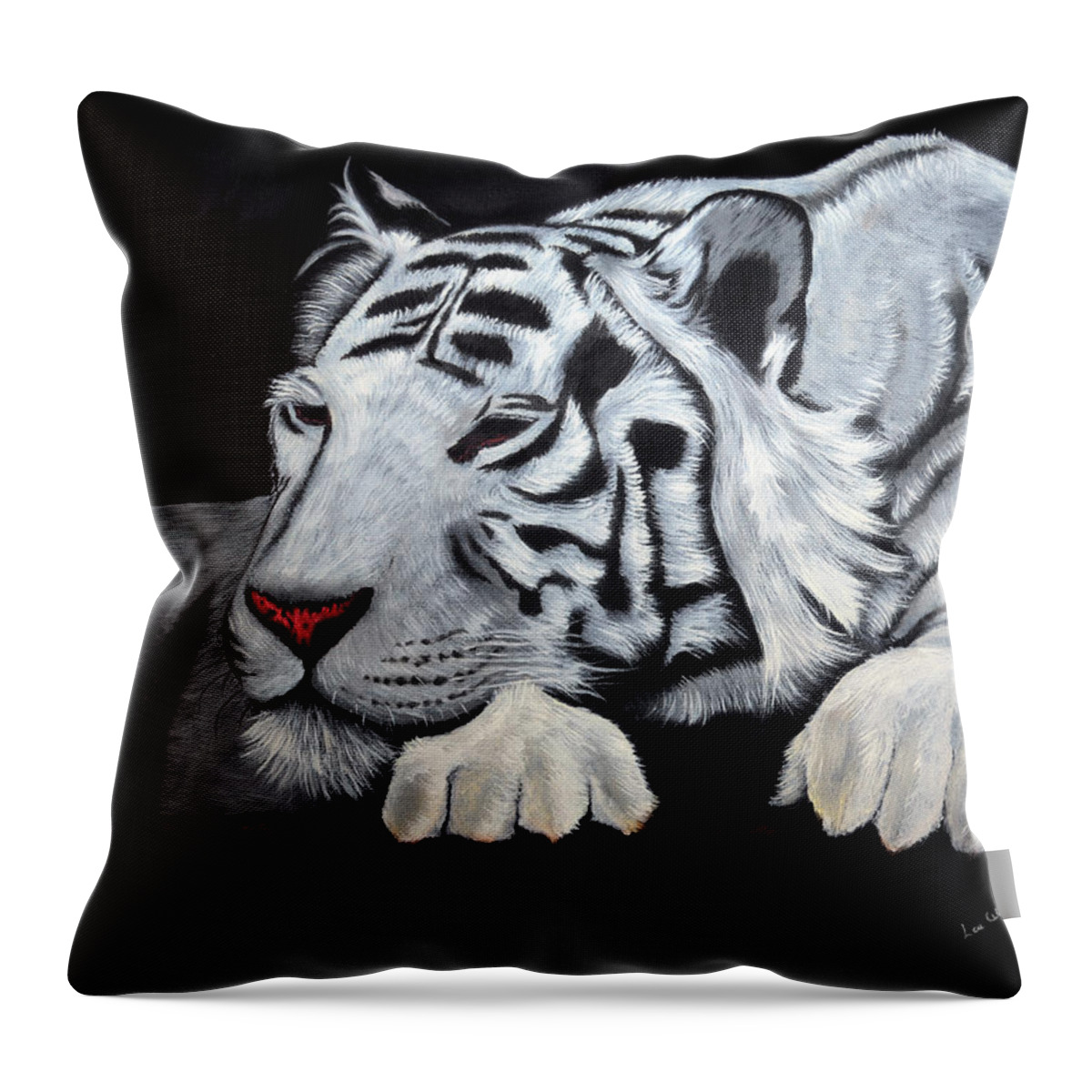 Tigers Throw Pillow featuring the painting Slumbersome by Lee Winter