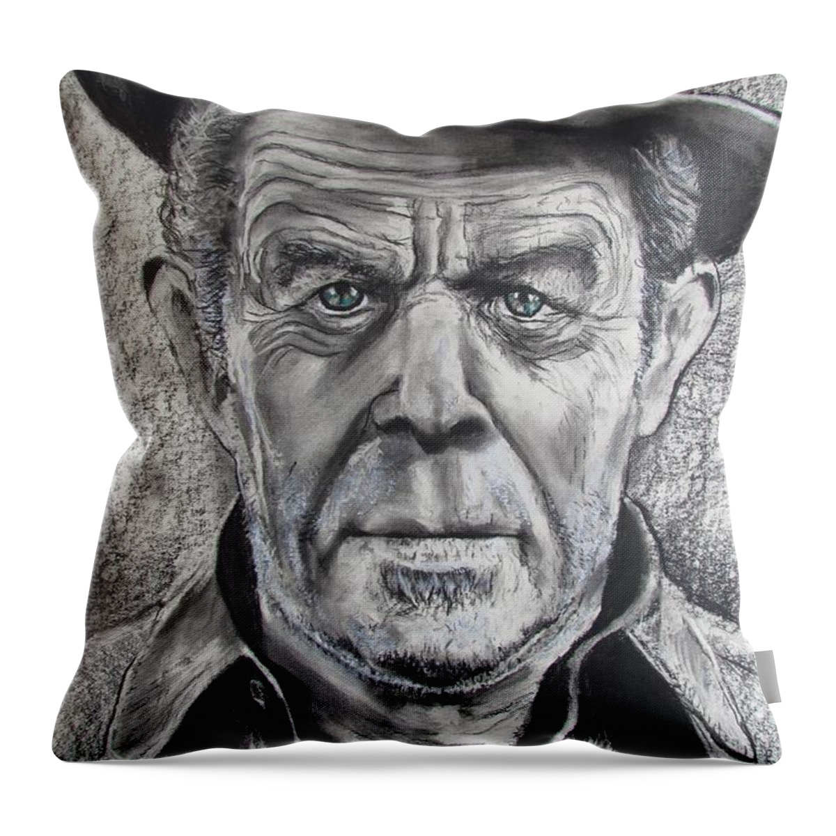 Tom Waits Throw Pillow featuring the drawing Small Change for Tom Waits by Eric Dee