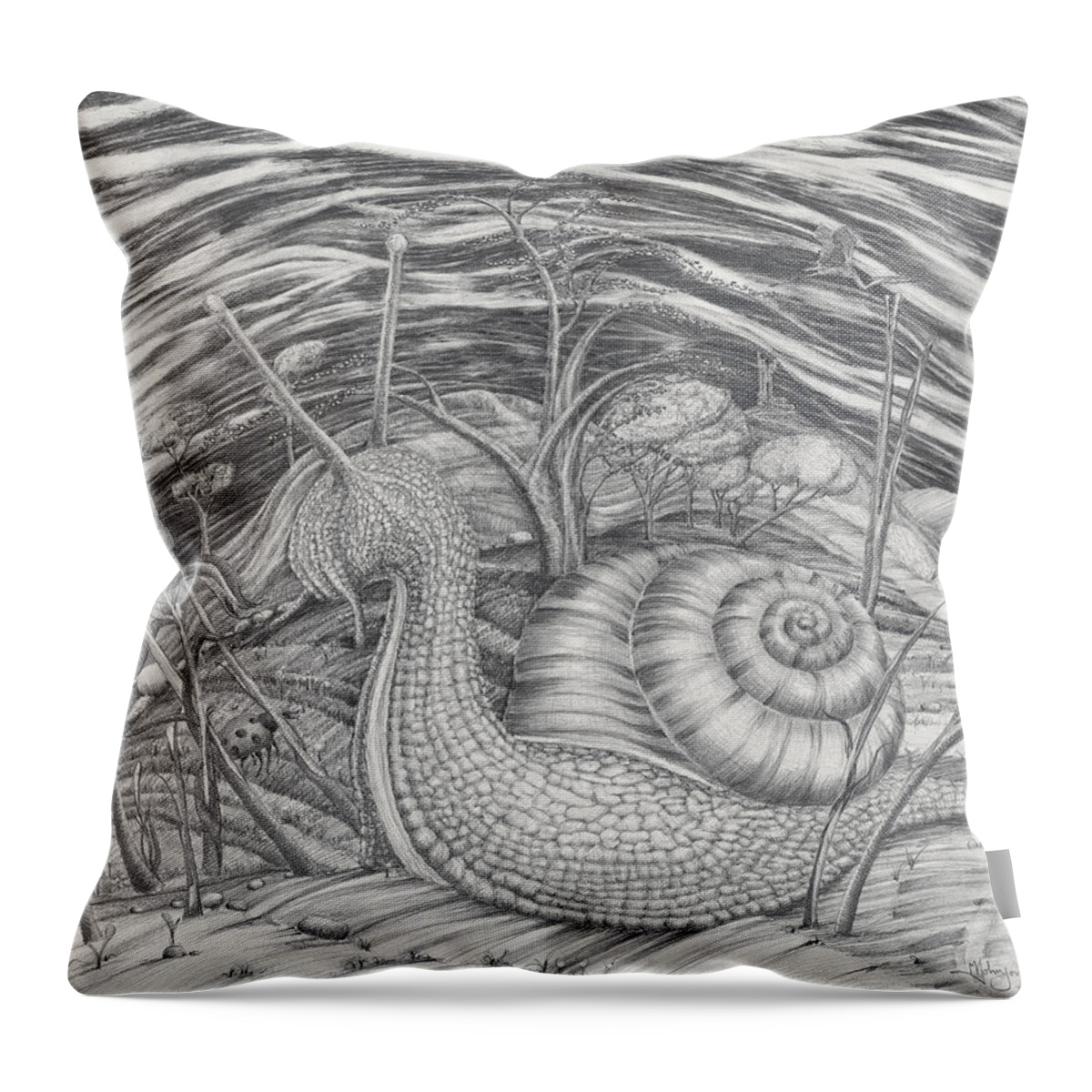 Drawing Throw Pillow featuring the drawing Small Journeys by Mark Johnson