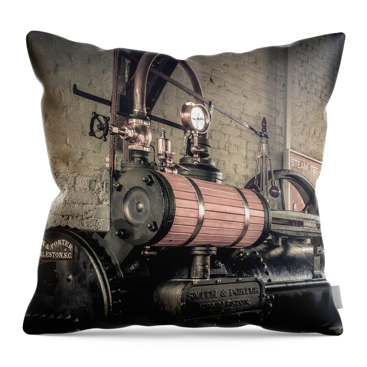 1800's Throw Pillow featuring the photograph Smith and Porter Steam Engine by Traveler's Pics