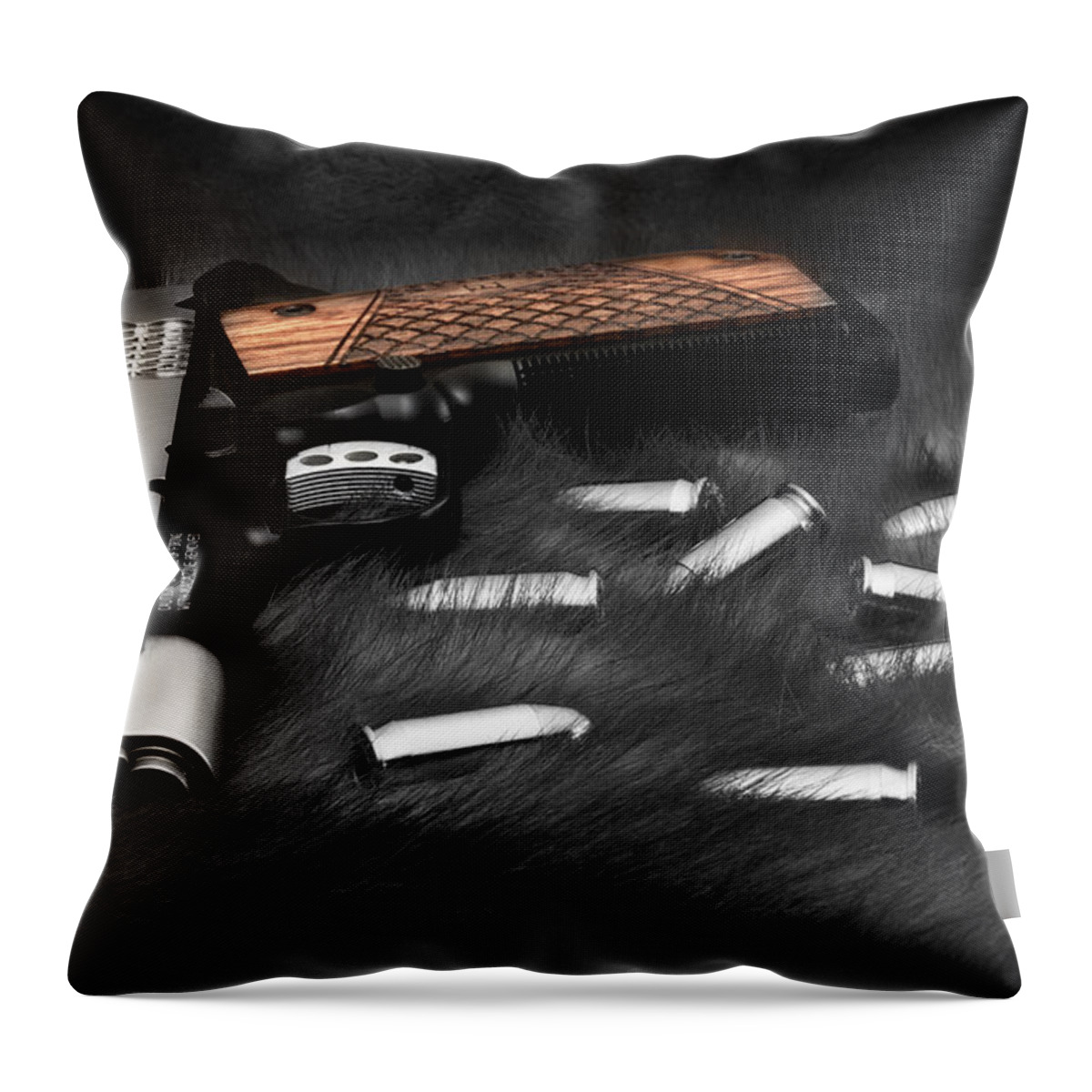 1911 Throw Pillow featuring the photograph Smith and Wesson 1911SC Still Life by Tom Mc Nemar