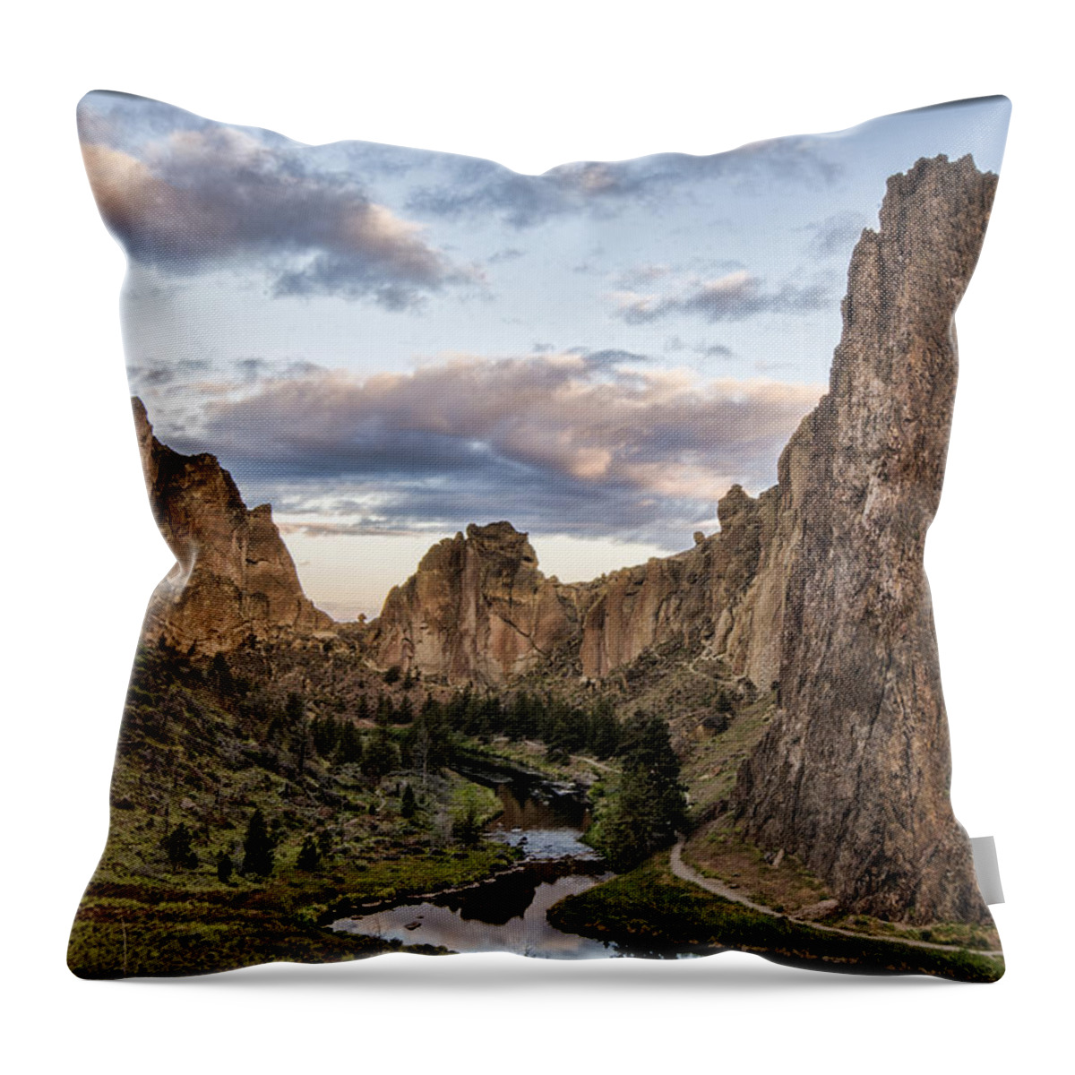 Clouds Throw Pillow featuring the photograph Smith Rock by Erika Fawcett