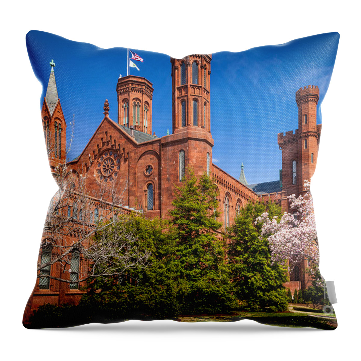 America Throw Pillow featuring the photograph Smithsonian Castle Wall by Inge Johnsson