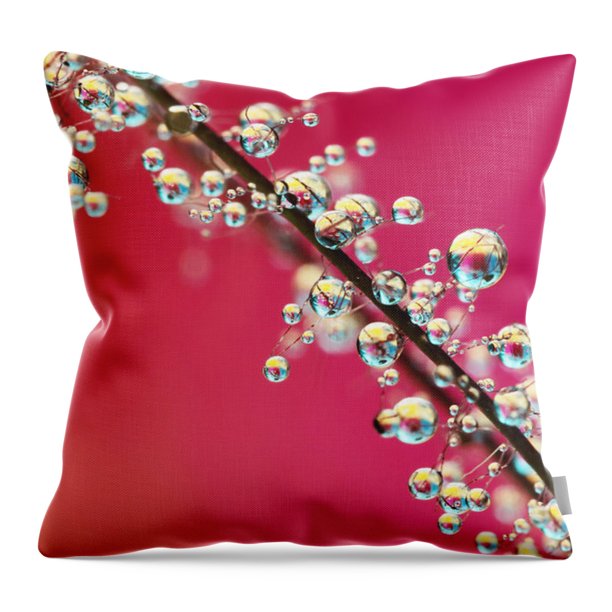 Pink Throw Pillow featuring the photograph Smoking Pink Drops II by Sharon Johnstone