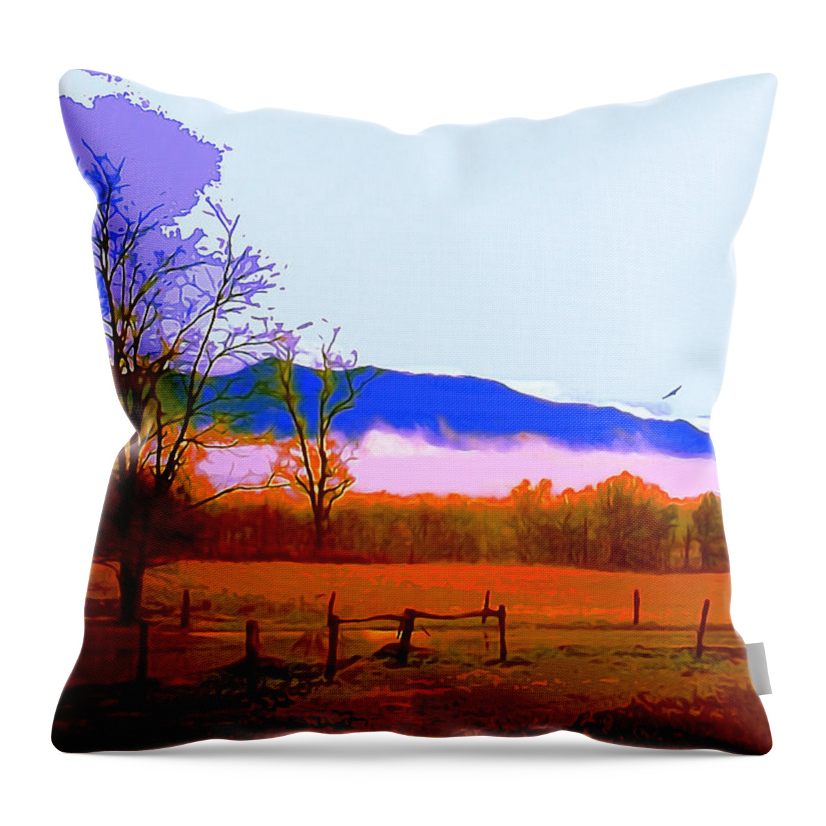 Mountain Throw Pillow featuring the painting Smoky Mountain pasture by CHAZ Daugherty