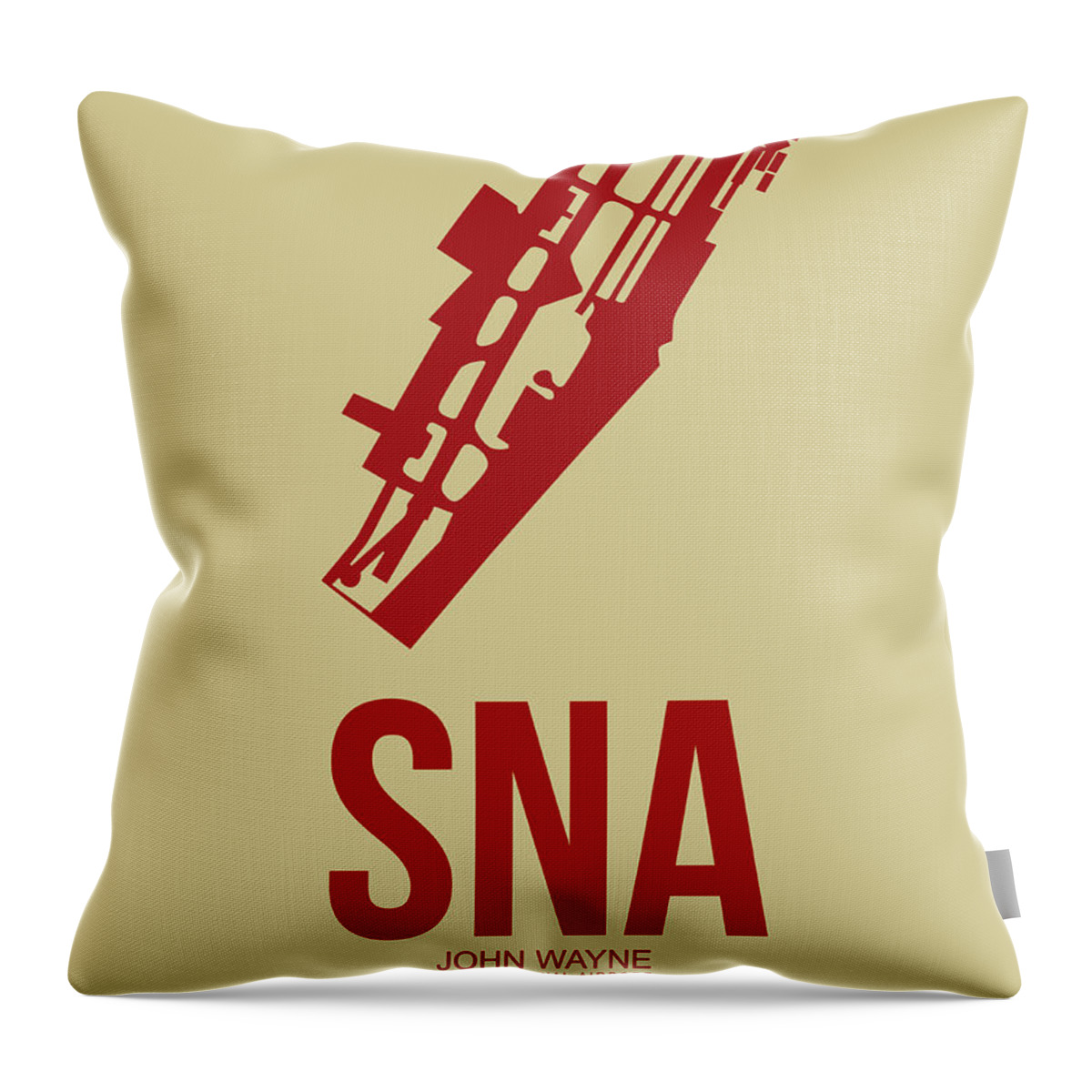 Orange County Throw Pillow featuring the digital art SNA Orange County Airport Poster 2 by Naxart Studio
