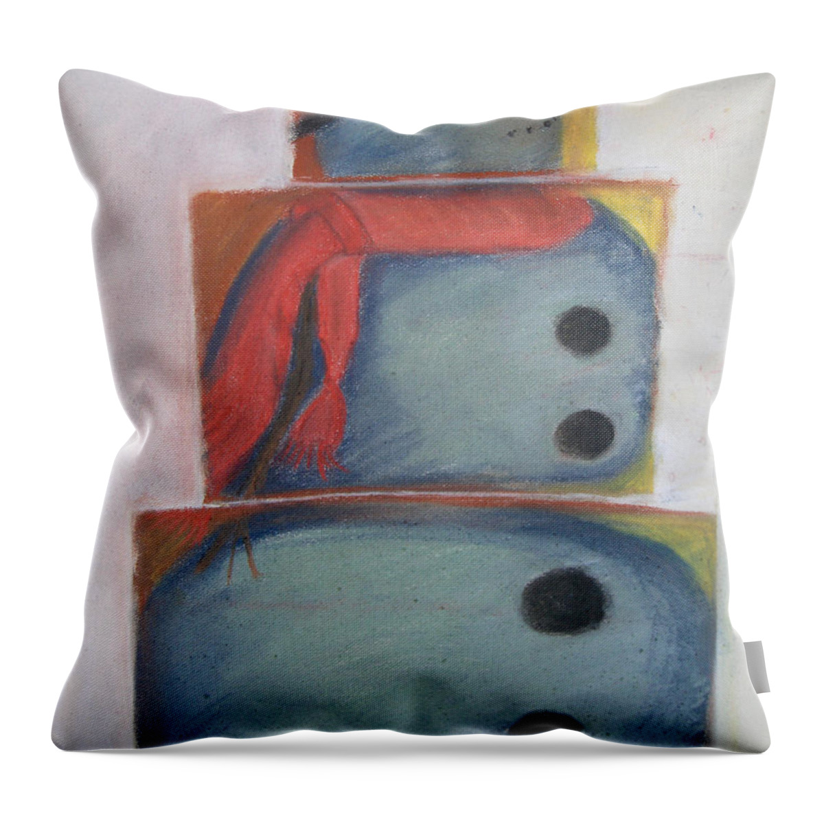 Snowman Throw Pillow featuring the painting S'no Man by Claudia Goodell