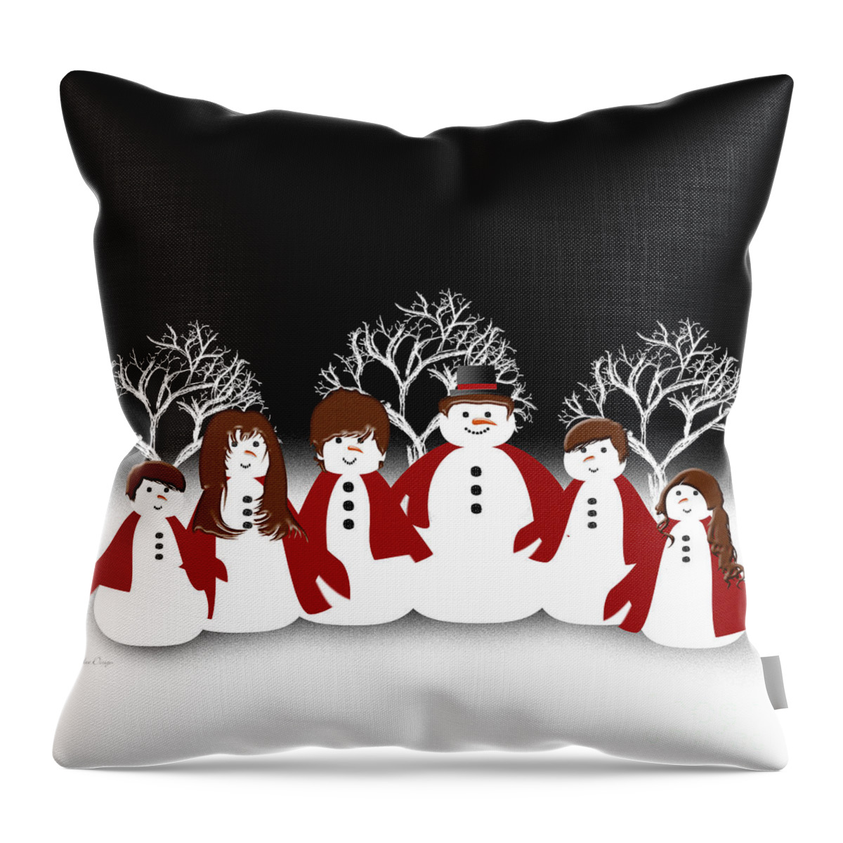 Andee Design Abstract Throw Pillow featuring the digital art Snow Family 2 Square by Andee Design