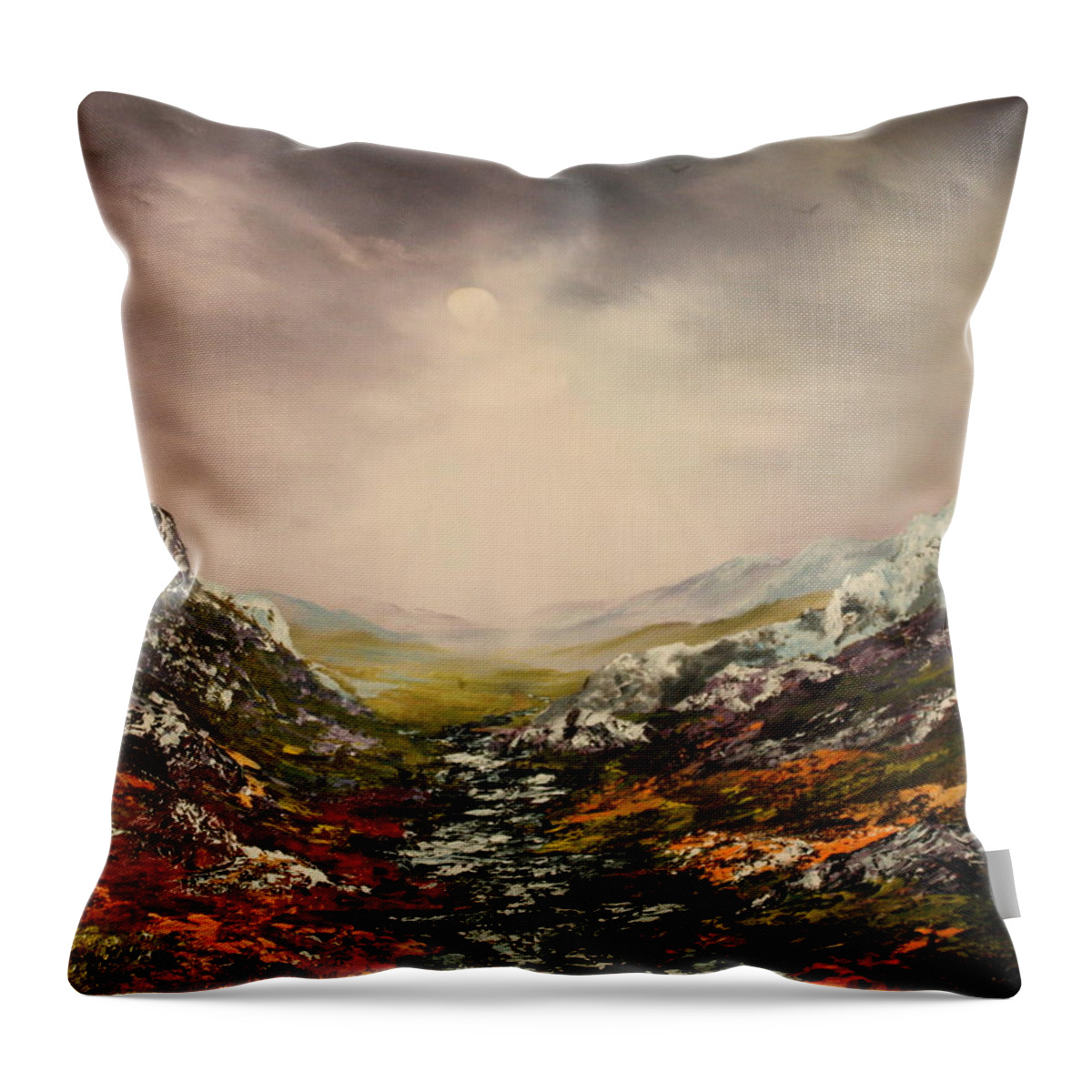 Scotland Throw Pillow featuring the painting Snow on the Cairngorms by Jean Walker